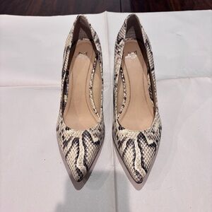Marc Fisher Snakeskin Print Pointed Toe Block Heel